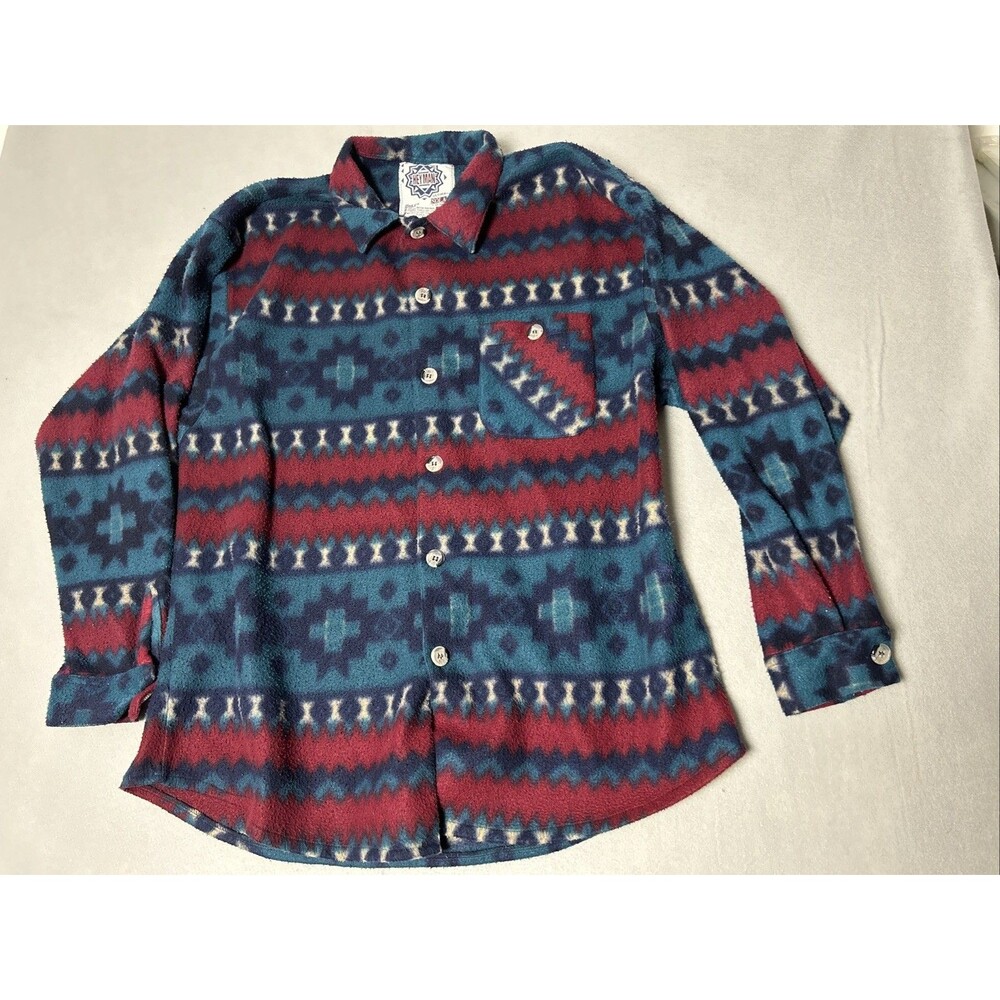 Vintage Hey Man Button Up Fleece Western Style Size XL